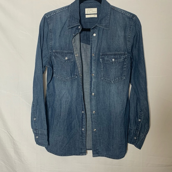 COPY - J. CREW DENIM BUTTON DOWN LONG SLEEVE TOP - Picture 2 of 6